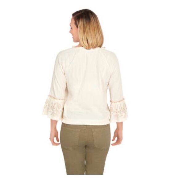 Skye’s the Limit St. Croix Crinkle Embroidered Blouse Natural XL NWT IN PACKAGE - Picture 2 of 7